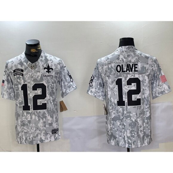 Mens Youths Kids Womens 12 Chris Olave Salute to Service Stitched Jersey